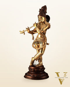 Pure Brass Lord Krishna Statue dual tone 22 inch