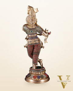 Pure Brass Lord Krishna Statue jewel work 22 inch