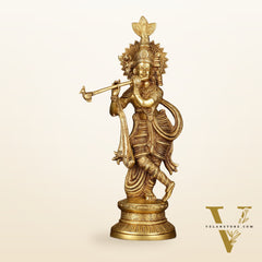 Pure Brass Lord Krishna Unique Statue | 15.5"