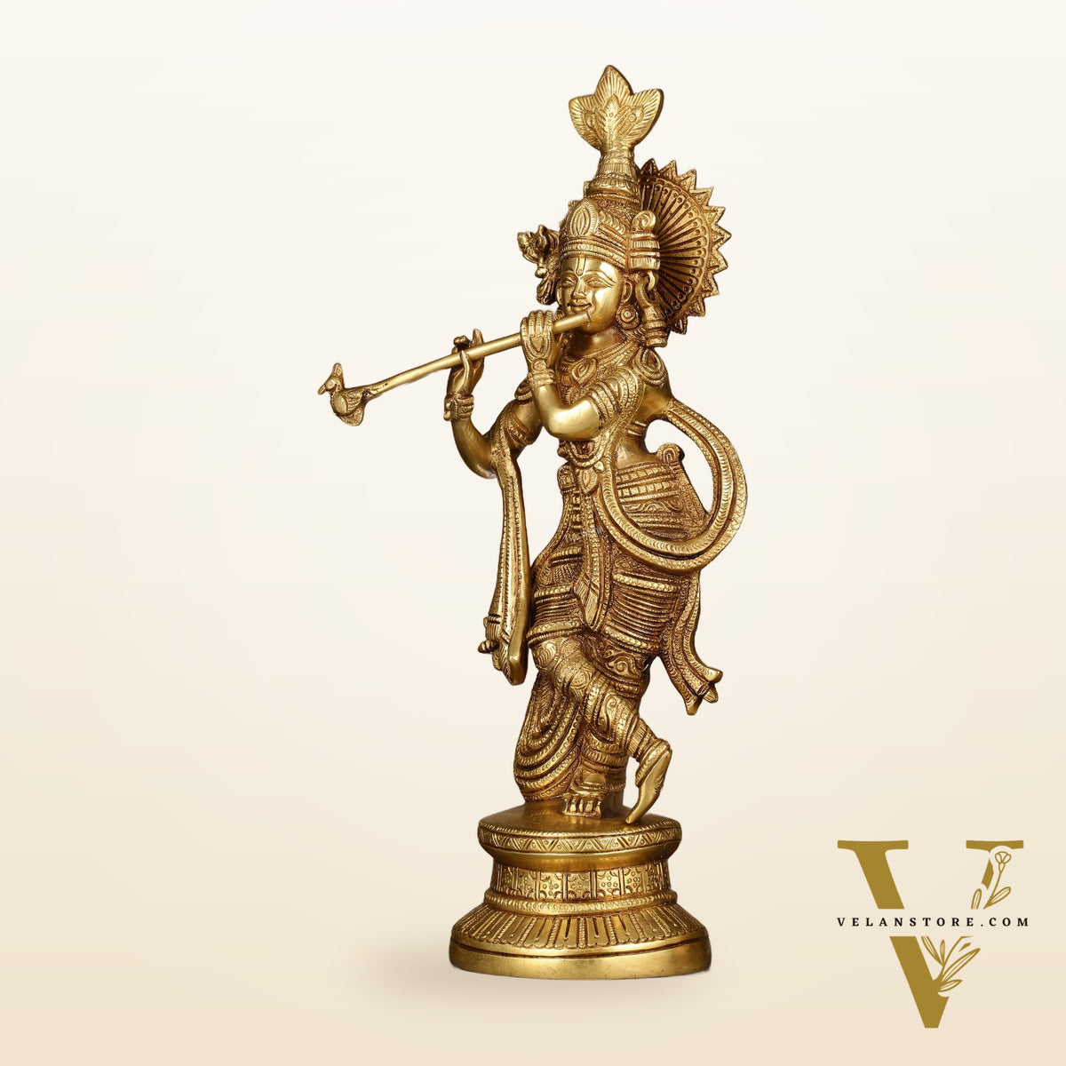 Pure Brass Lord Krishna Unique Statue | 15.5"