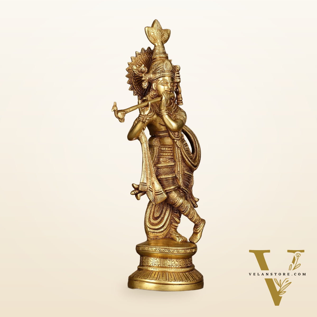 Pure Brass Lord Krishna Unique Statue | 15.5"