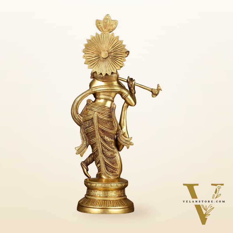 Pure Brass Lord Krishna Unique Statue | 15.5"