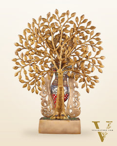 Pure Brass Lord Krishna with Kalpavriksha tree Statue 23"