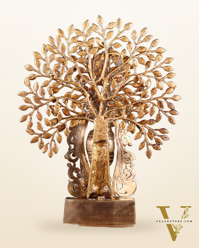 Pure Brass Lord Krishna with Kalpavriksha tree Statue 23"