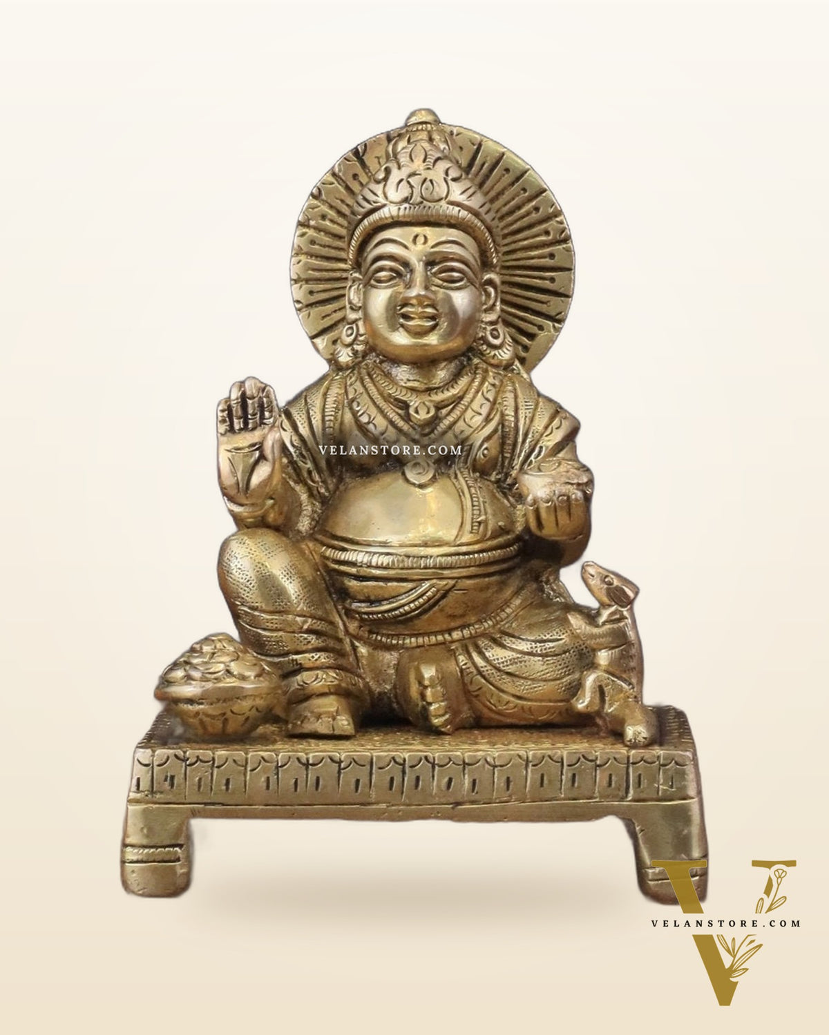 Pure Brass Lord Kubera Idol - 5.5"