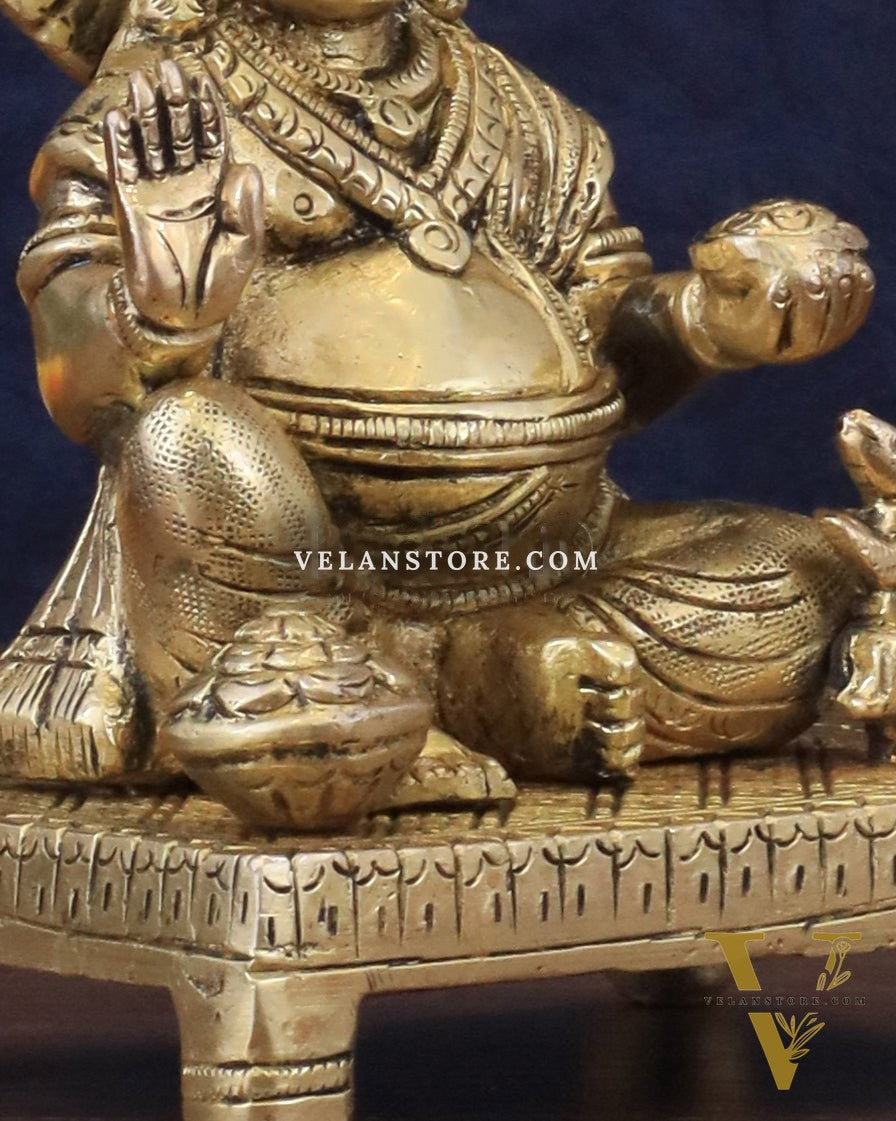 Pure Brass Lord Kubera Idol - 5.5"