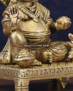 Pure Brass Lord Kubera Idol - 5.5"
