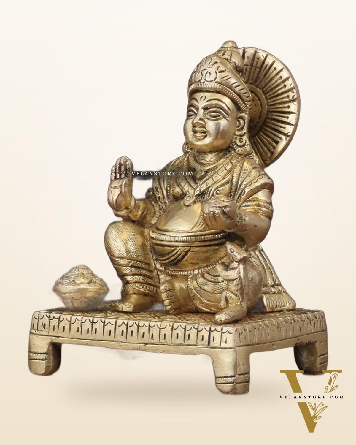 Pure Brass Lord Kubera Idol - 5.5"