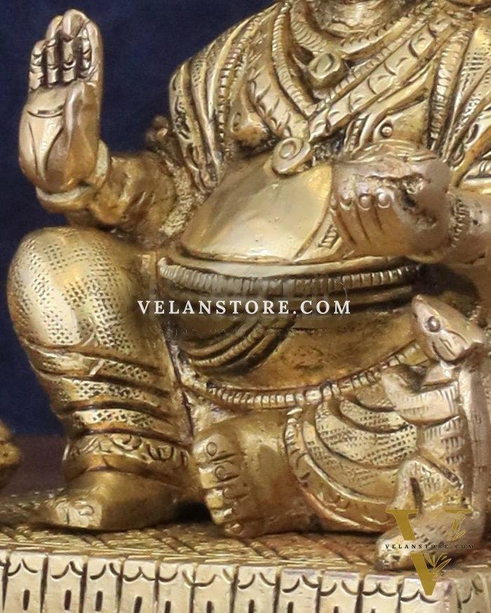 Pure Brass Lord Kubera Idol - 5.5"