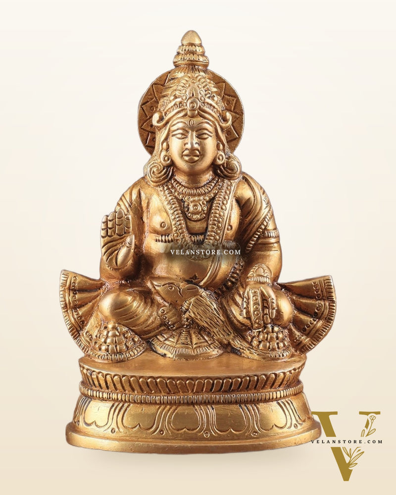 Pure Brass Lord Kubera Idol with Superfine Carvings 5.5"