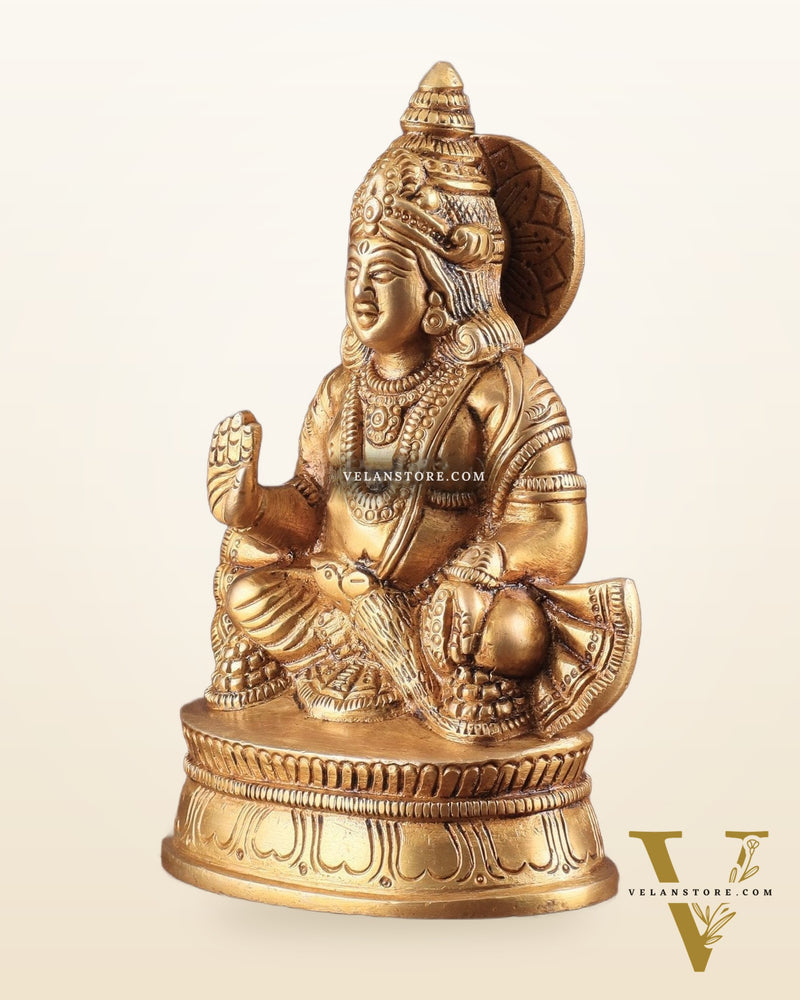 Pure Brass Lord Kubera Idol with Superfine Carvings 5.5"