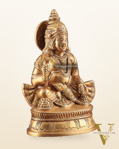 Pure Brass Lord Kubera Idol with Superfine Carvings 5.5"