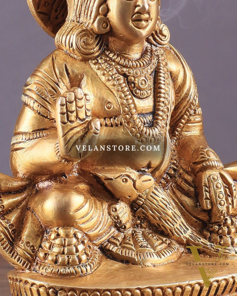 Pure Brass Lord Kubera Idol with Superfine Carvings 5.5"