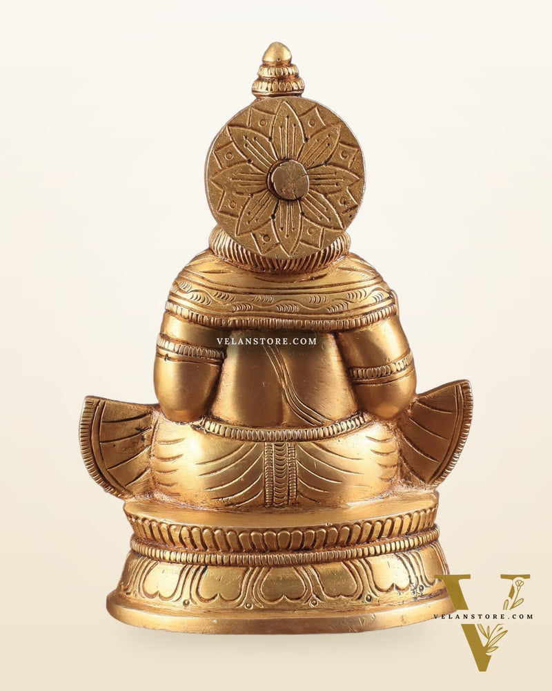 Pure Brass Lord Kubera Idol with Superfine Carvings 5.5"