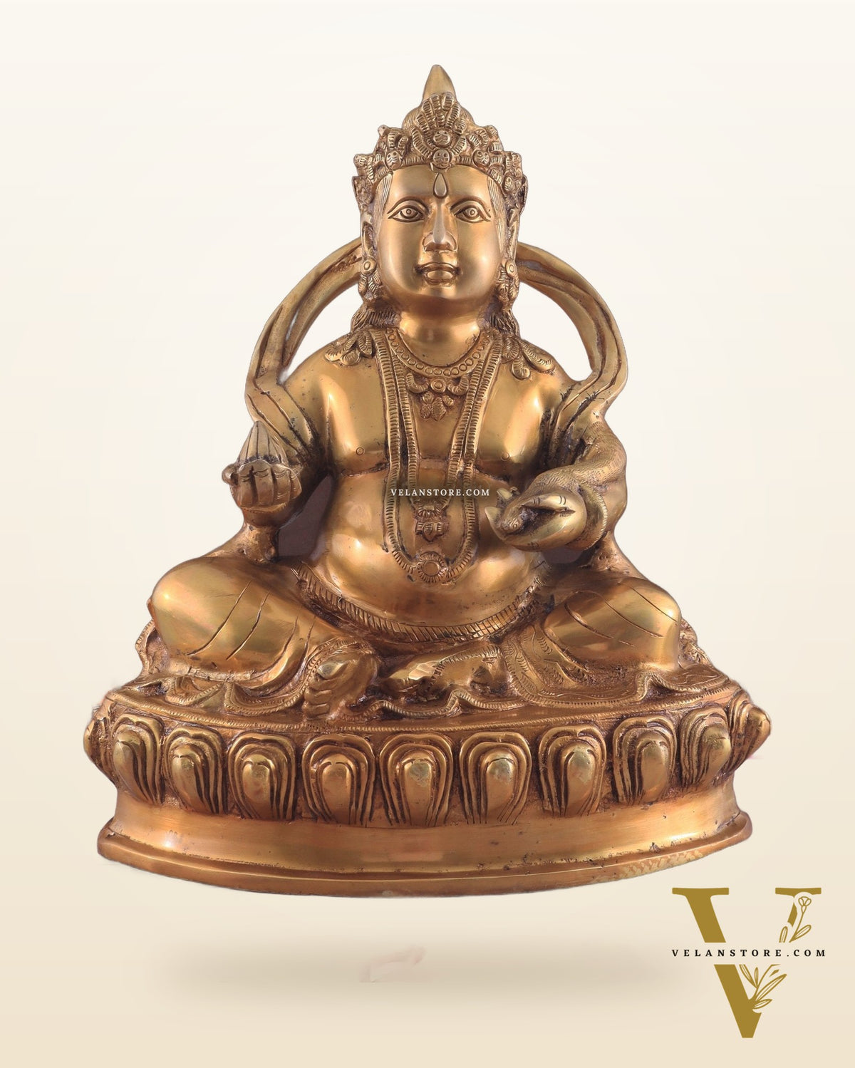 Pure Brass Lord Kubera Large Statue 15"