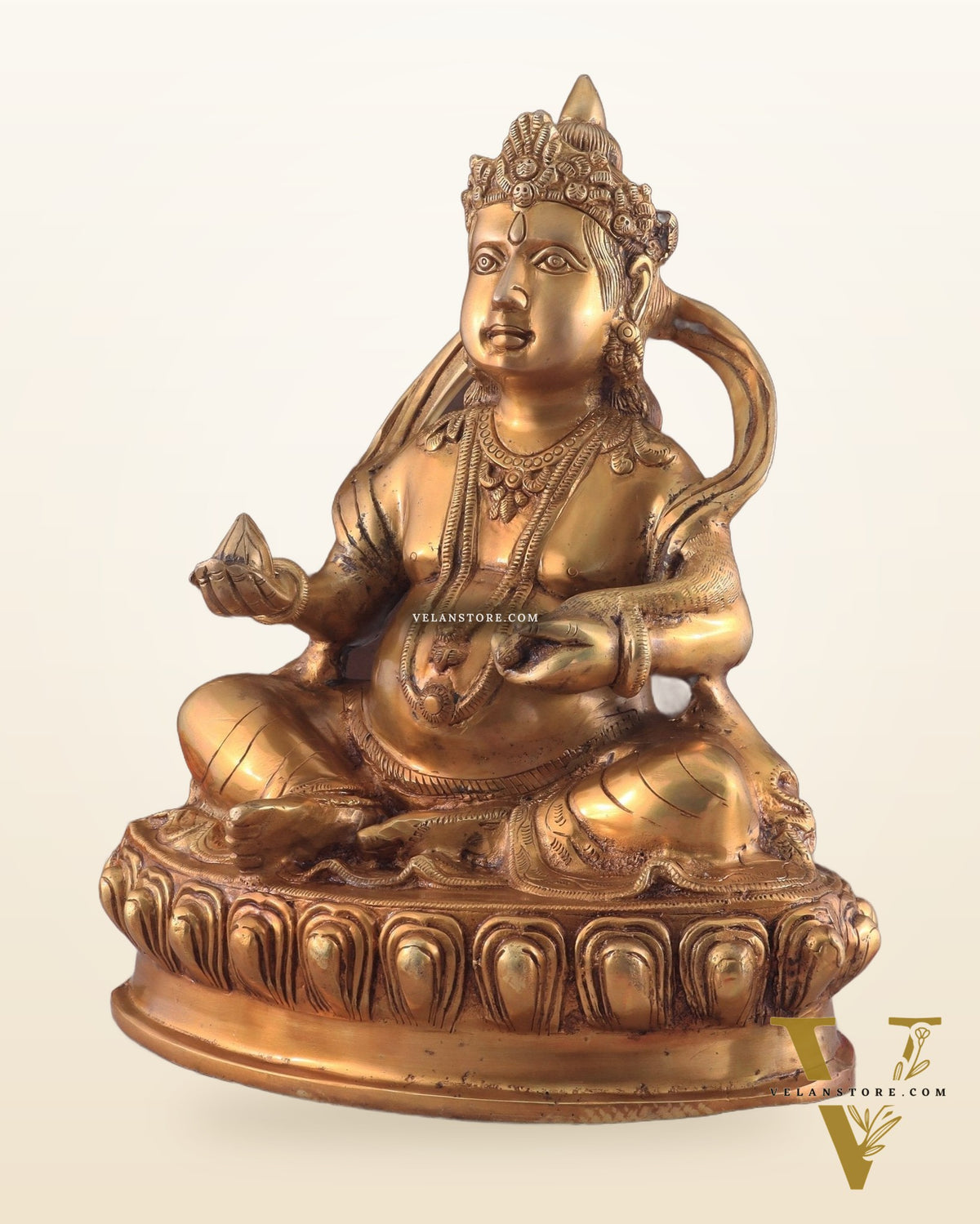 Pure Brass Lord Kubera Large Statue 15"