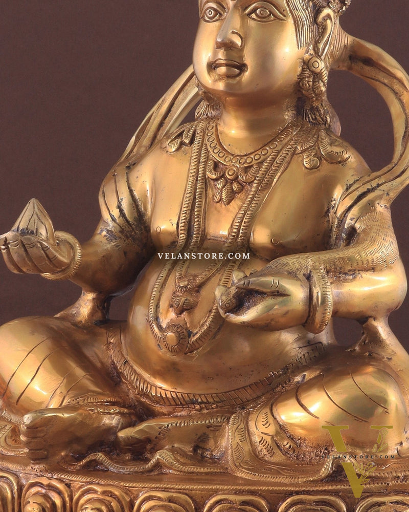 Pure Brass Lord Kubera Large Statue 15"