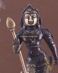 Pure Brass Lord Murugan Swamy Statue 10" brown and golden
