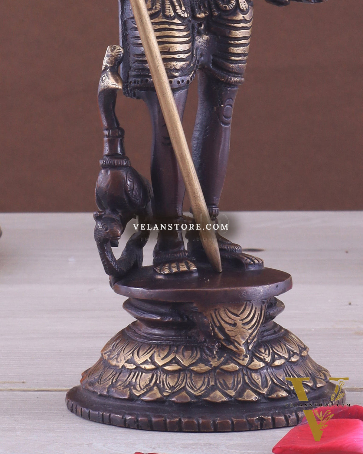 Pure Brass Lord Murugan Swamy Statue 10" brown and golden