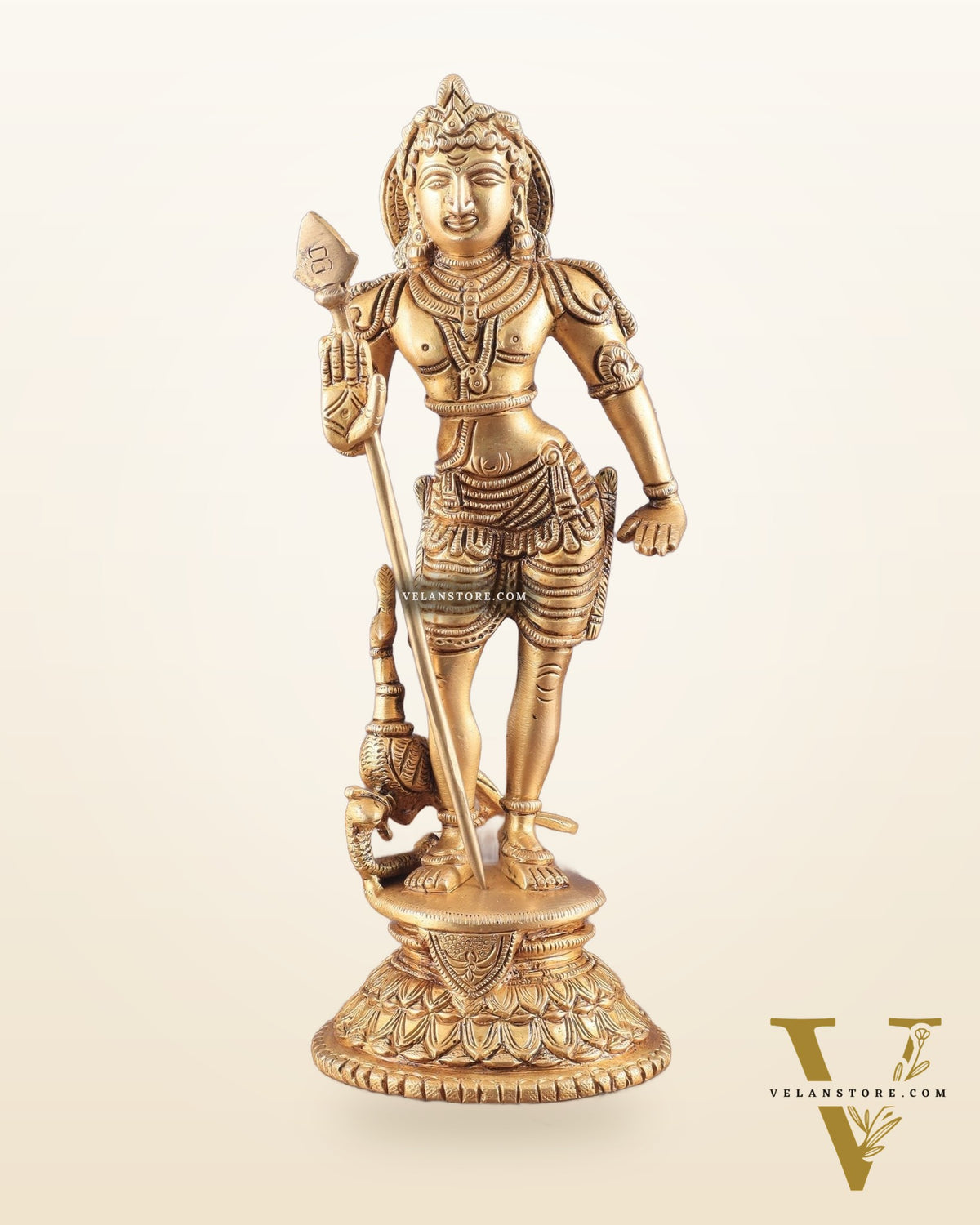 Pure Brass Lord Murugan Swamy Statue 10"