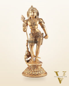 Pure Brass Lord Murugan Swamy Statue 10"