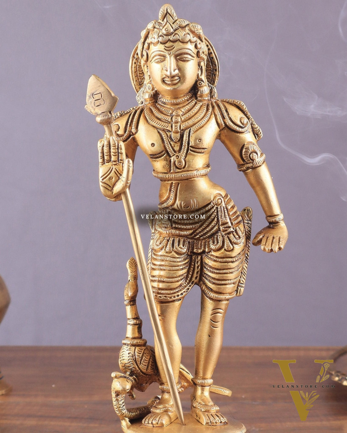 Pure Brass Lord Murugan Swamy Statue 10"