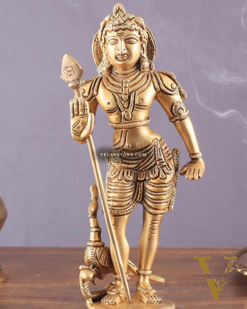 Pure Brass Lord Murugan Swamy Statue 10"