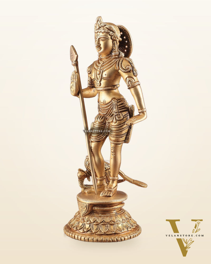 Pure Brass Lord Murugan Swamy Statue 10"