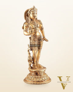 Pure Brass Lord Murugan Swamy Statue 10"