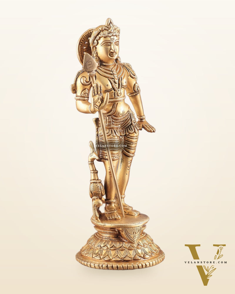 Pure Brass Lord Murugan Swamy Statue 10"