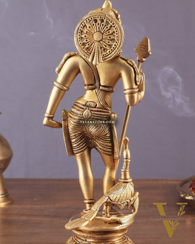 Pure Brass Lord Murugan Swamy Statue 10"