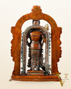 Pure Brass Lord Murugan Swamy statue 9" double chola tone
