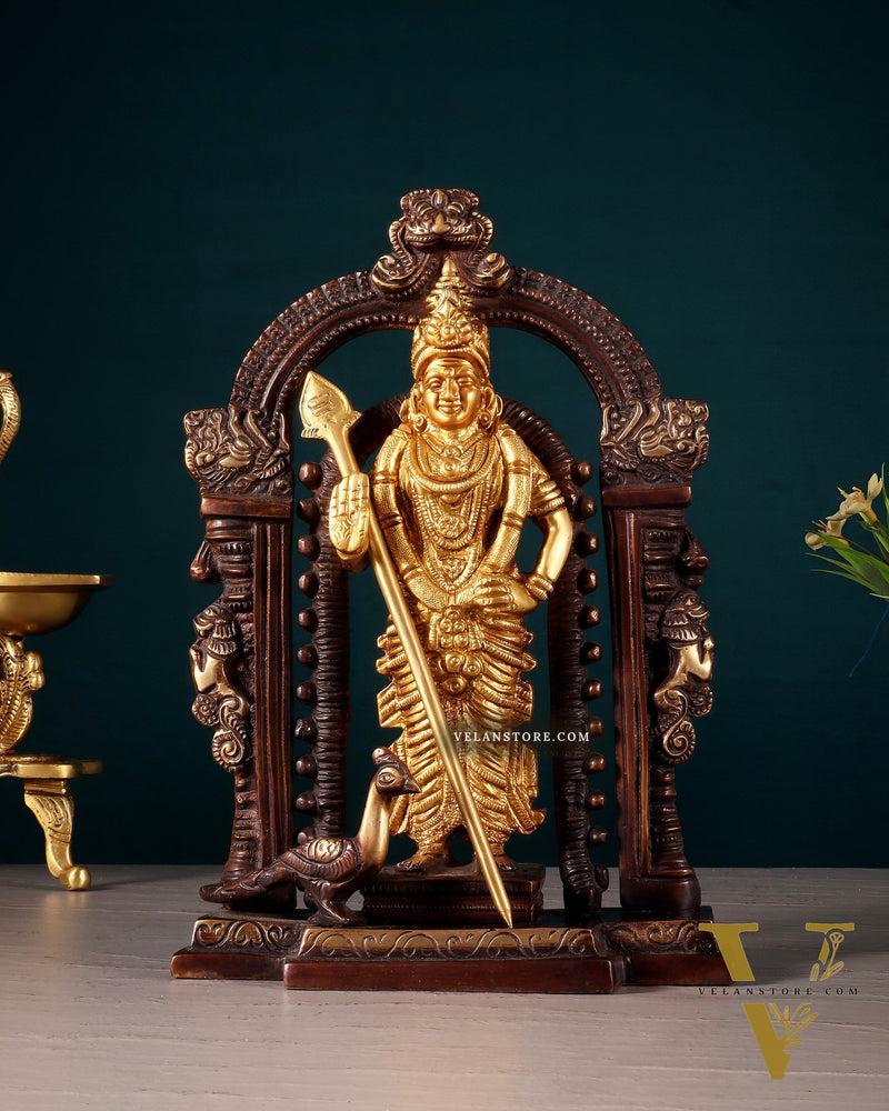 Pure Brass Lord Murugan Swamy statue 9" dual tone