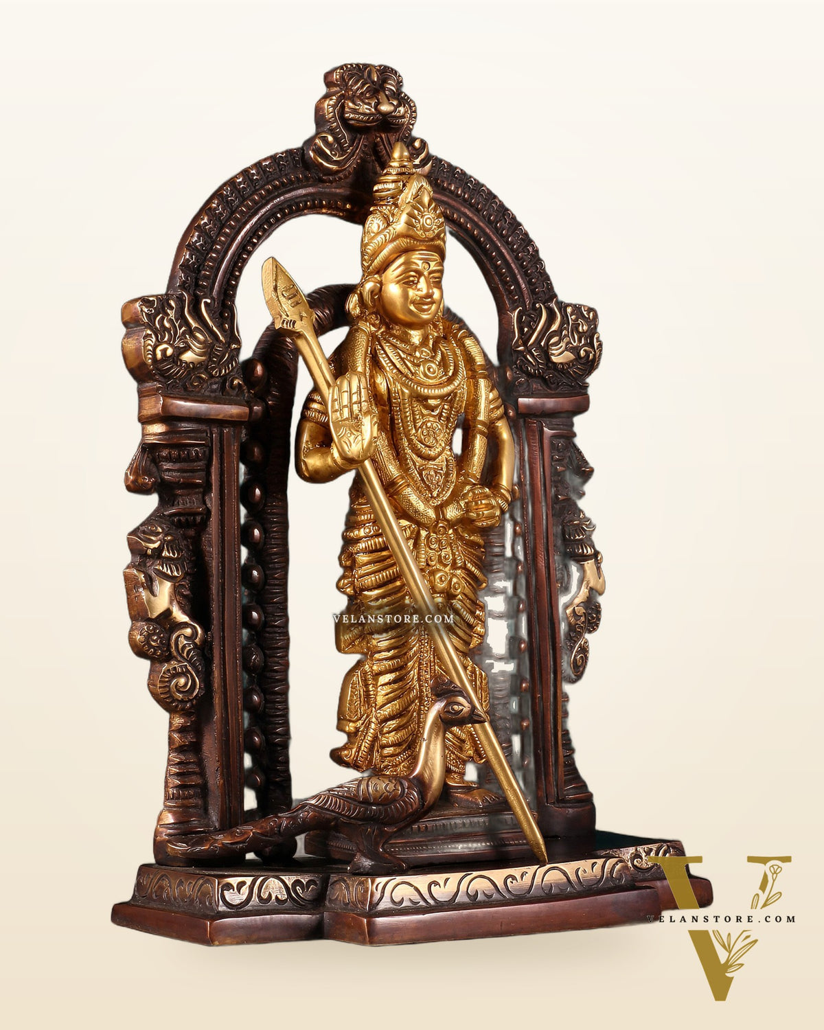 Pure Brass Lord Murugan Swamy statue 9" dual tone