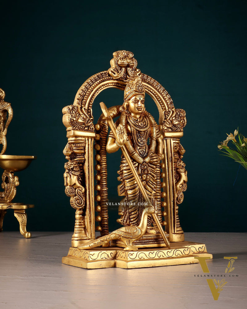 Pure Brass Lord Murugan Swamy statue 9"