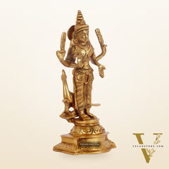 Pure Brass Lord Murugan with Peacock 8.5"