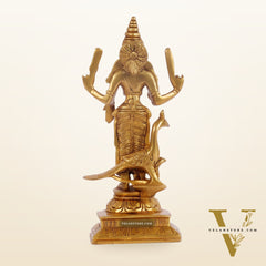 Pure Brass Lord Murugan with Peacock 8.5"