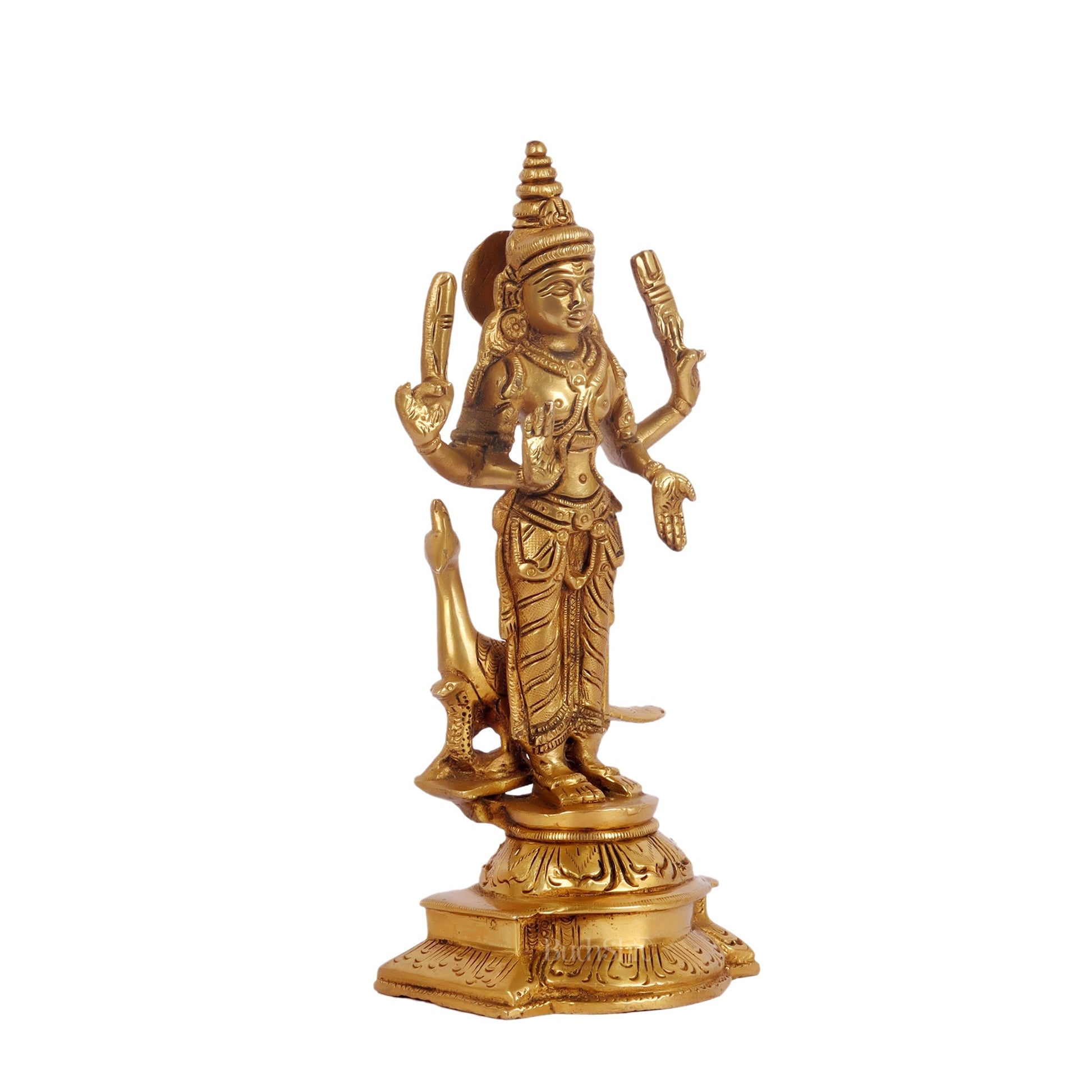 Pure Brass Lord Murugan with Peacock 8.5"