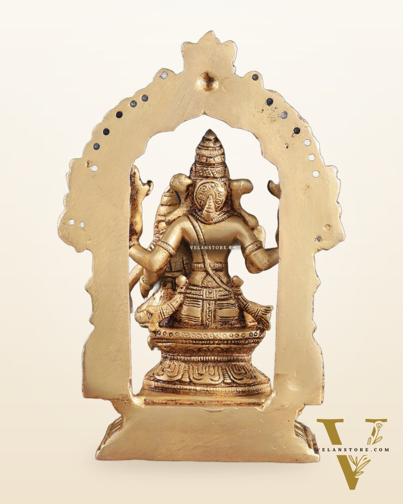 Pure Brass Lord Narsimha with Goddess Lakshmi – 7.8" x 2.7" x 5.1" | Divine Protection & Prosperity