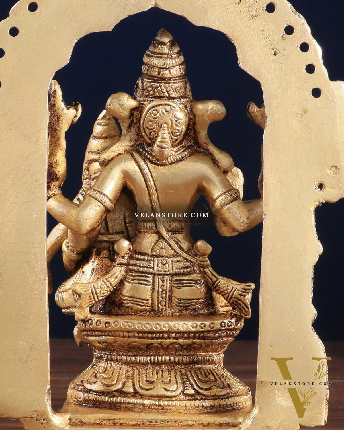 Pure Brass Lord Narsimha with Goddess Lakshmi – 7.8" x 2.7" x 5.1" | Divine Protection & Prosperity