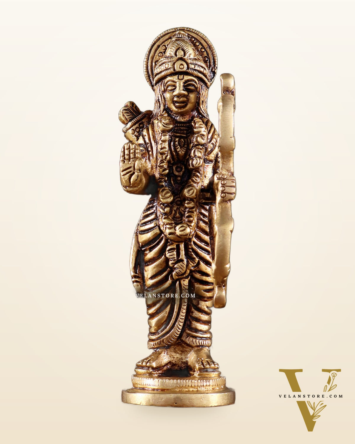 Pure Brass Lord Rama Statue –  4.5" Miniature Idol for Home Temple