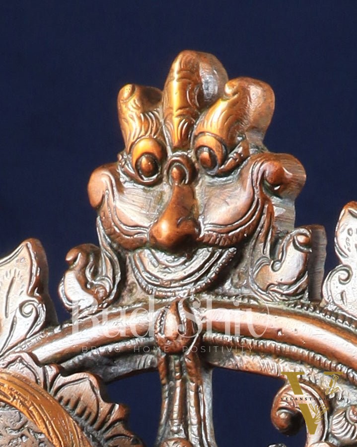 Pure Brass Lord Shiv Parvati with Ganesha Idol and Prabhavali 10.7 inch brown gold