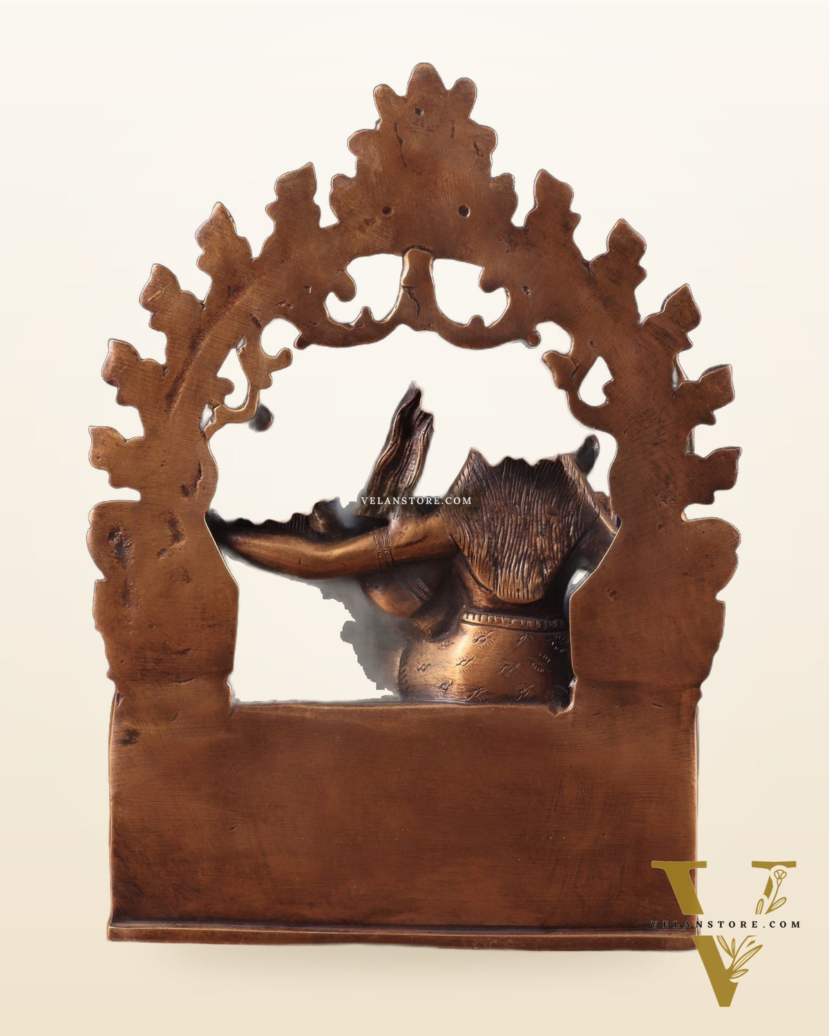Pure Brass Lord Shiv Parvati with Ganesha Idol and Prabhavali 10.7 inch antique tone
