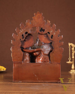 Pure Brass Lord Shiv Parvati with Ganesha Idol and Prabhavali 10.7 inch double chola
