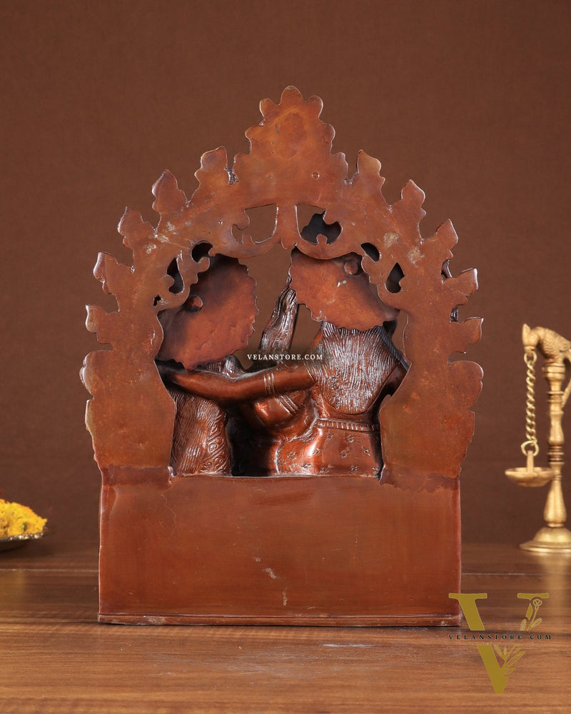 Pure Brass Lord Shiv Parvati with Ganesha Idol and Prabhavali 10.7 inch double chola