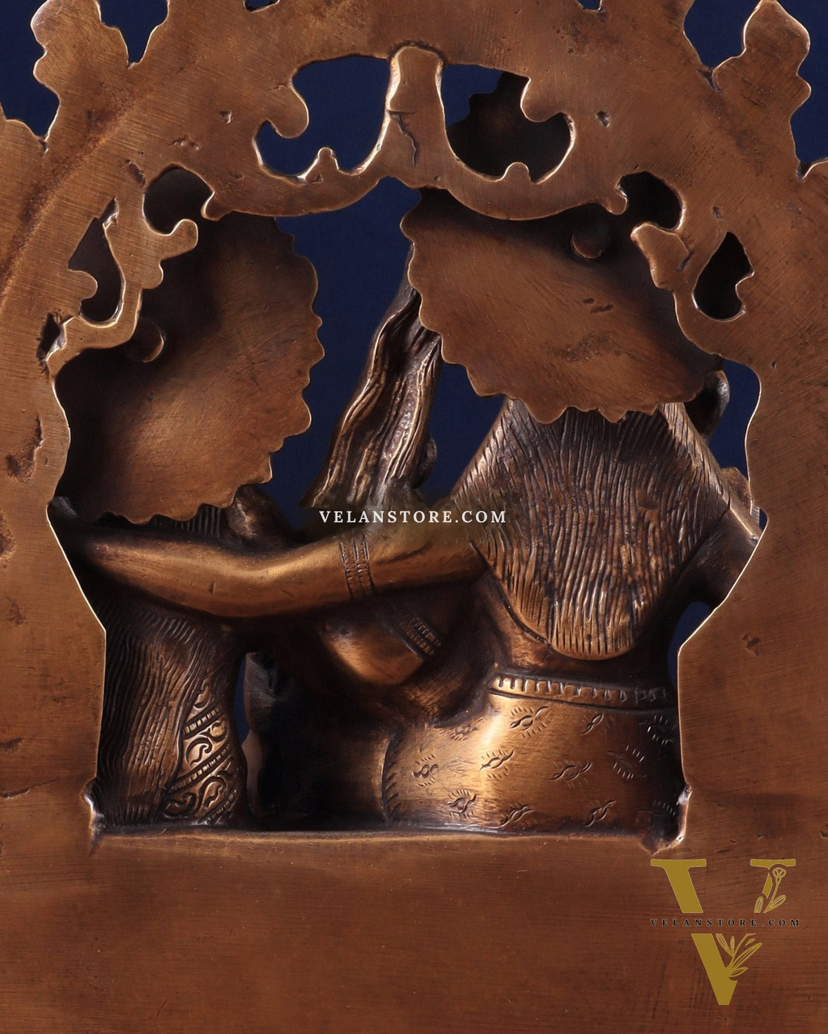 Pure Brass Lord Shiv Parvati with Ganesha Idol and Prabhavali 10.7 inch antique tone