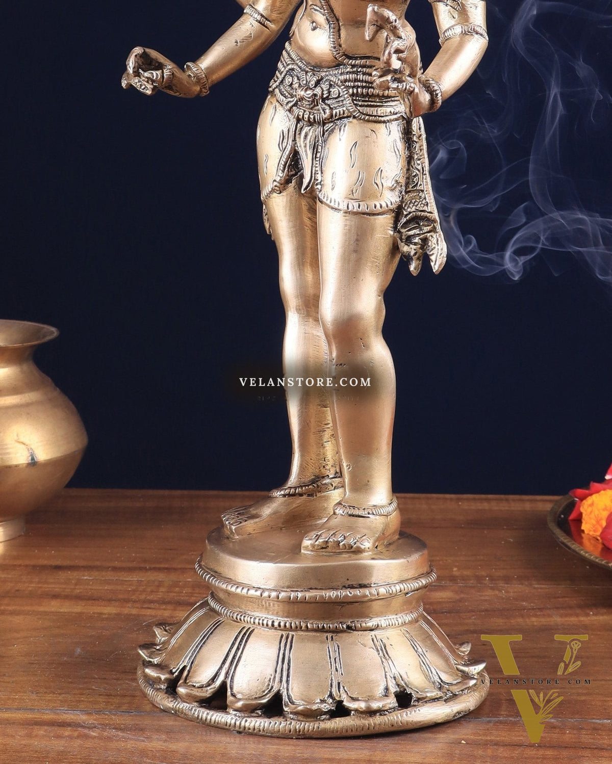 Pure Brass Lord Shiva as Pashupatinath Standing Sculpture – Hoysala Inspired 18"