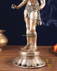 Pure Brass Lord Shiva as Pashupatinath Standing Sculpture – Hoysala Inspired 18"