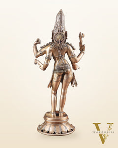 Pure Brass Lord Shiva as Pashupatinath Standing Sculpture – Hoysala Inspired 18"
