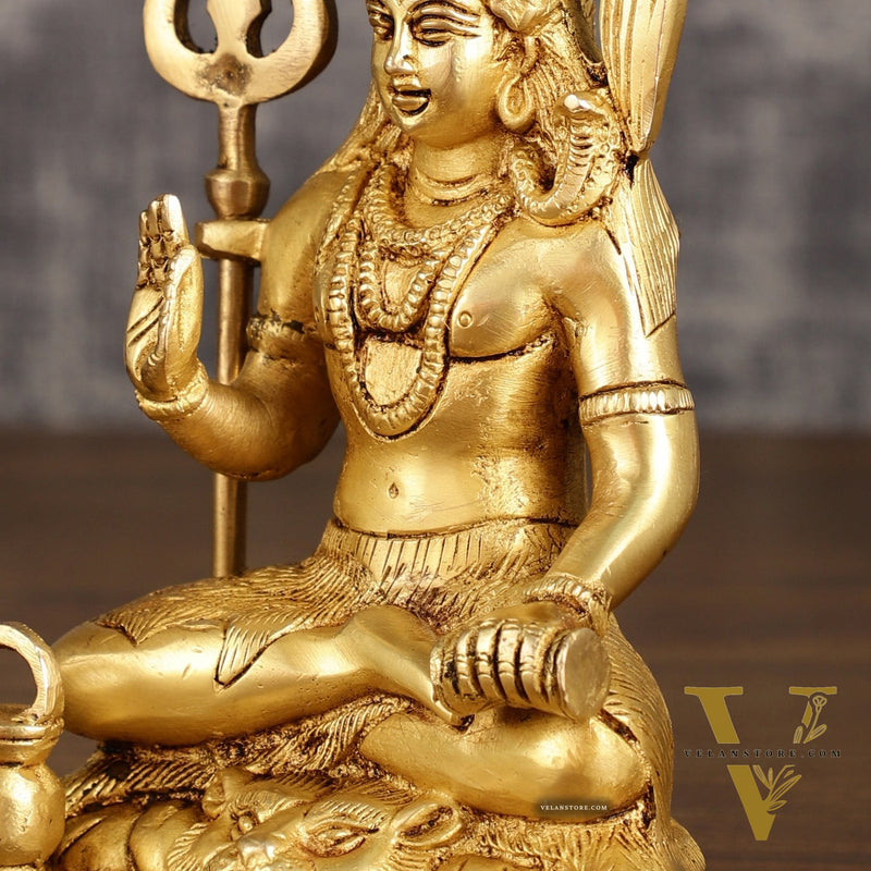 Pure Brass Lord Shiva Detailed Statue with Kamandala | 7 Inch